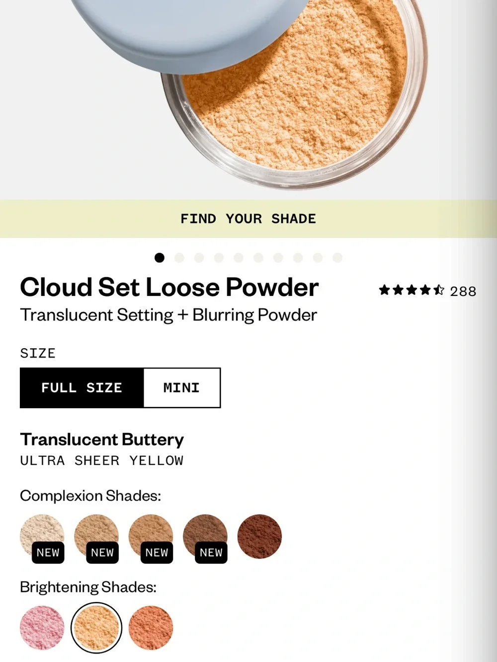 Kosas setting Powder Jar - sheer yellow never used